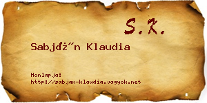 Sabján Klaudia névjegykártya