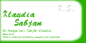 klaudia sabjan business card